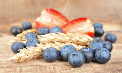 Blueberries and strawberry