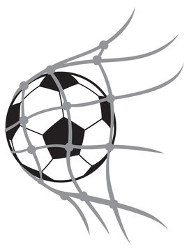 vector football (soccer) ball in net