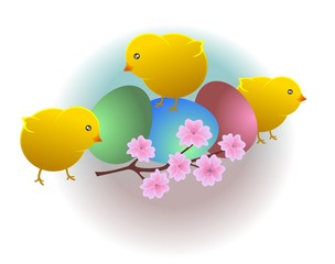 Пасхальные цыплята и яйца