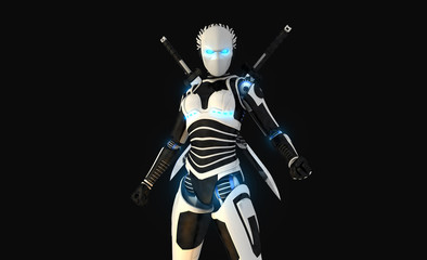 Obraz premium Android character with swords