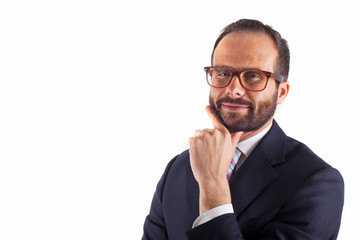 Portrait of a business man isolated on white background.