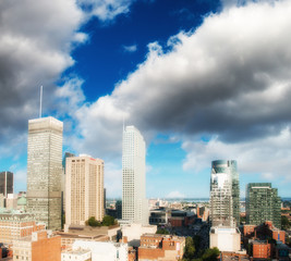 Fototapeta na wymiar Wonderful skyscrapers of Montreal - Canada, aerial view