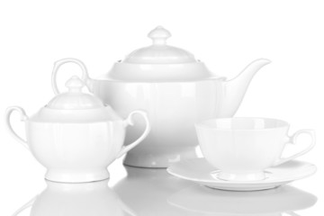 Beautiful white dinner service isolated on white