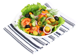 Fresh salad in plate isolated on white