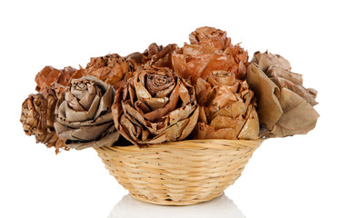 Rose leaves isolated on white