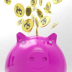 Obraz premium Coins Entering Piggybank Shows International Exchange