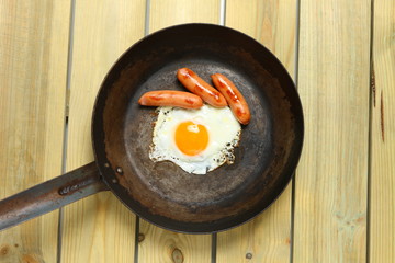 Fried egg on a frying pan　