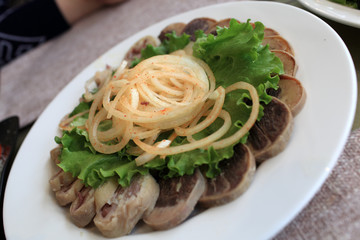 Slices of horse meat