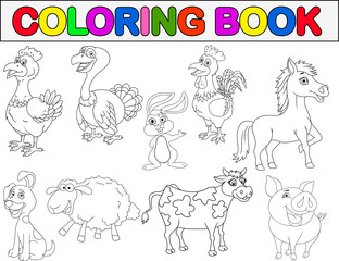 Fototapeta premium Farm animal coloring book