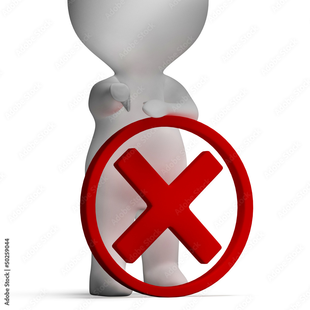Aufkleber cross in checkbox showing failed or denied