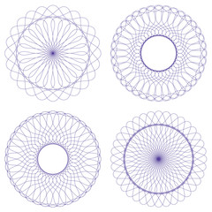 Set of vector guilloche rosettes