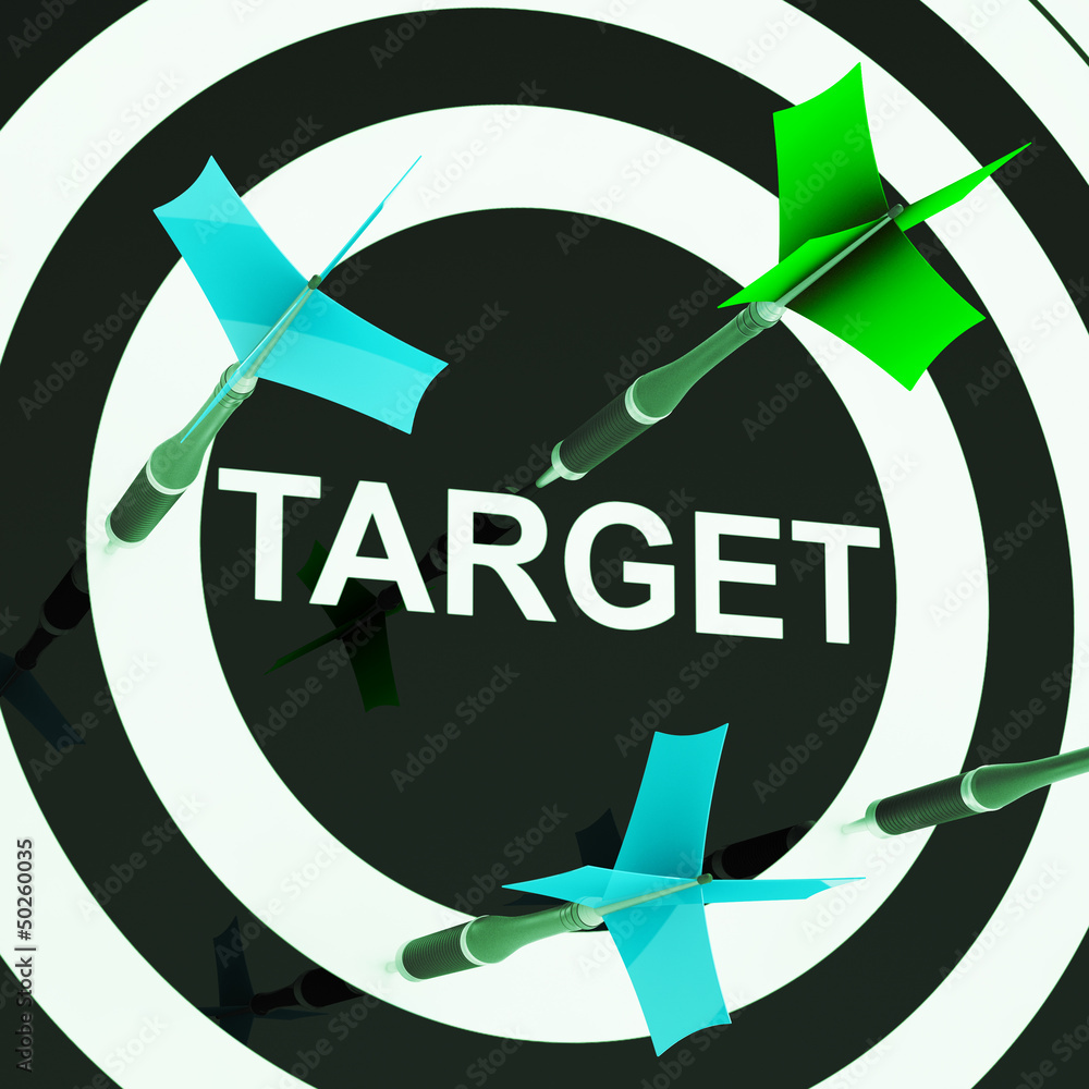 Poster target on dartboard shows efficient shooting