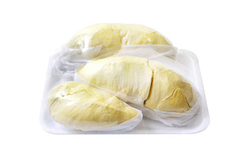 Durian (Monthong) in package, isolated with clipping paths