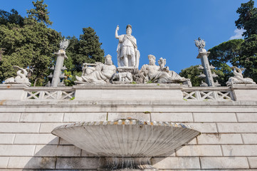 Fountain on Poppolo Square in Rome, Italy