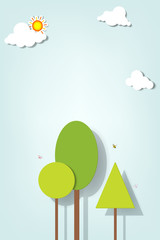 Vector applique. Trees under the clouds