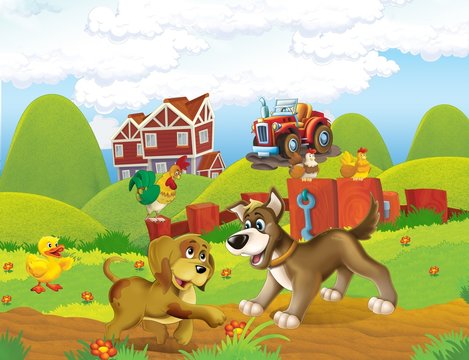 The life on the farm - illustration for the children