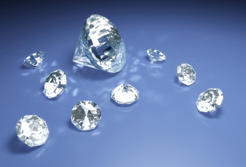 diamonds on a blue surface