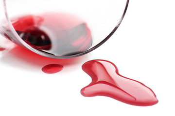 Red wine spilled from glass