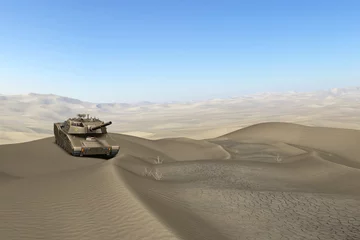Afwasbaar Fotobehang Soldaten Woestijntanks
