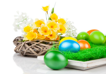 Fototapeta na wymiar Colorful Easter Eggs on white background