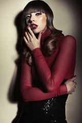 Sensual lady in the red colour