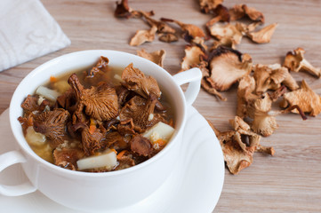 Mushroom soup with dried mushrooms