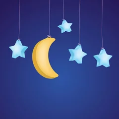 Poster sterren en maan als kinderachtige achtergrond © Ghen