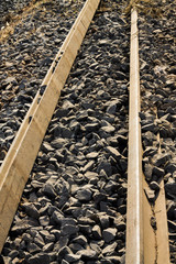 Strip iron and rock of railway old