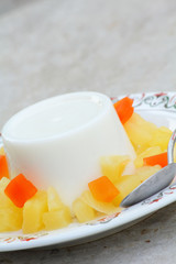 Milk with a fruit jelly