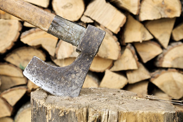 axe and wood
