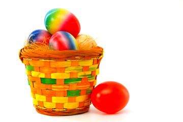 Easter eggs in the basket.