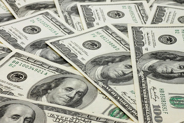 one hundred dollars banknotes background