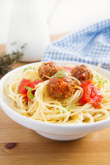 Pasta with meatballs and tomato sauce