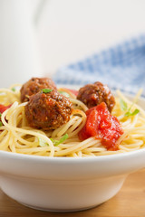 Pasta with meatballs and tomato sauce