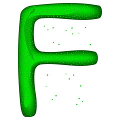 Obraz premium Glass letter (F) with drops