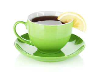 Green tea cup with lemon slice