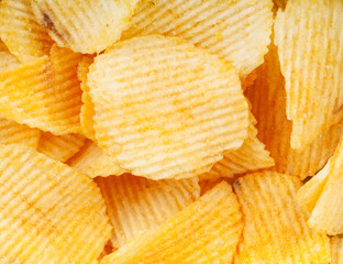 Potato chips closeup