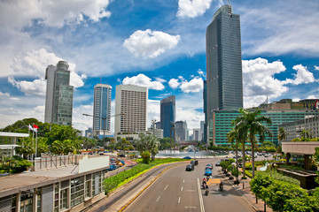 Jalan Bundaran HI centrum van Jakarta, Indonesië.