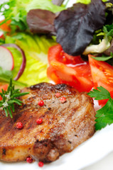Salad and meat