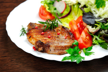 Salad and meat
