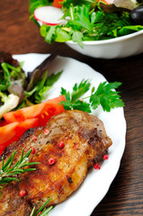 Salad and meat