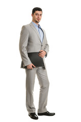 Businessman holds the file