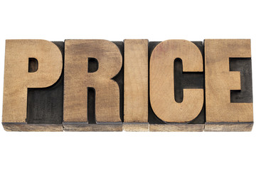 price word in wood type
