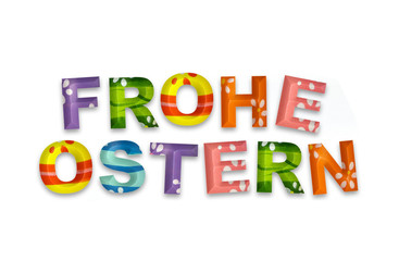 Frohe Ostern - 3d-Buchstaben auf weißem Hintergrund