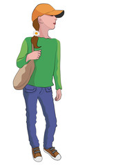 Young girl in baseball cap