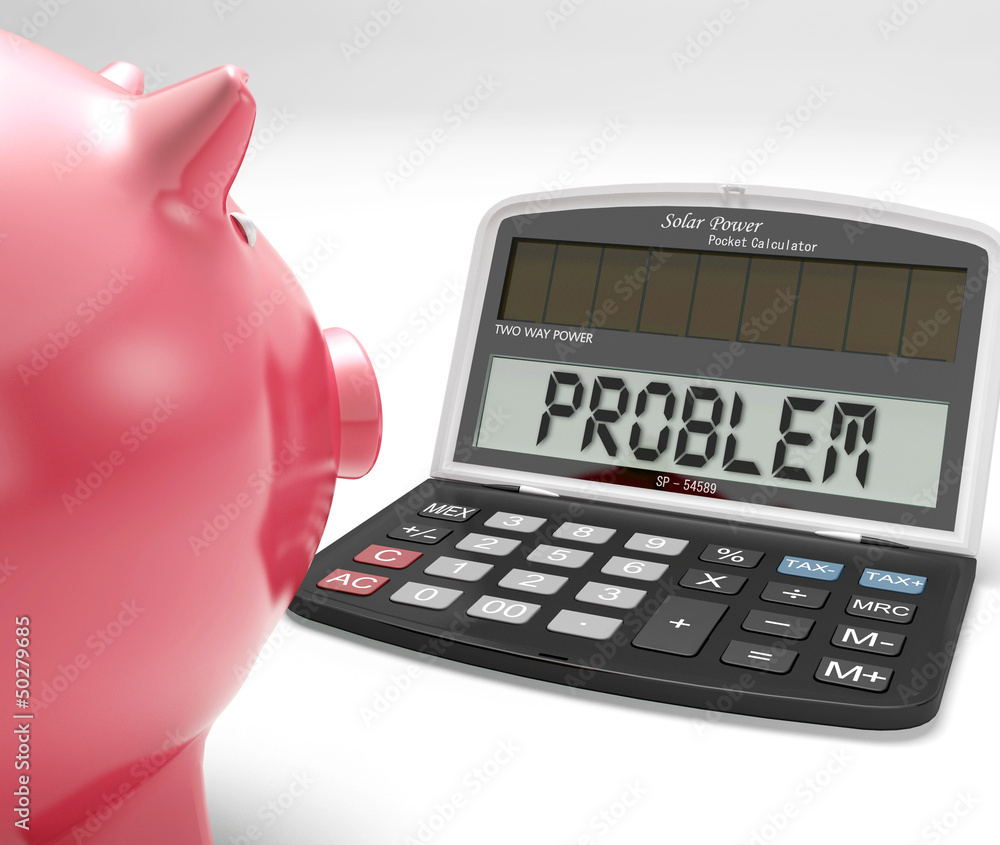 Poster problem calculator shows strategy solving positive answer