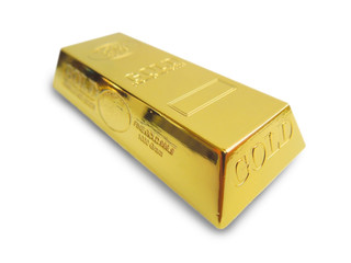 Gold bar isolated on the white background.