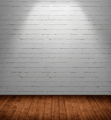 Innenraum mit weißer Ziegelmauer