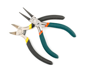 Round-pliers and nippers on white