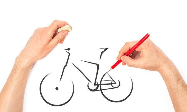 Man's Hand draws a bicycle